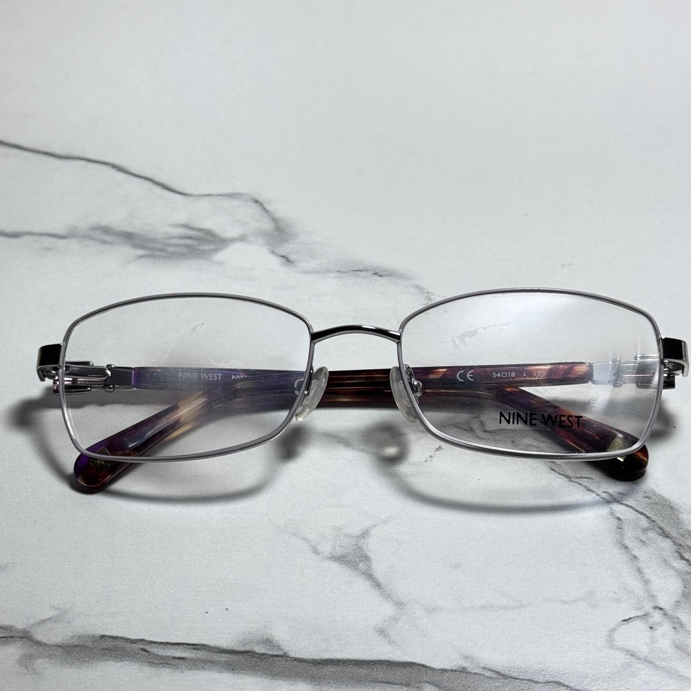 Nine West NW1047 513 Silver Purple Tortoise Rectangular Eyeglasses 54-18-135